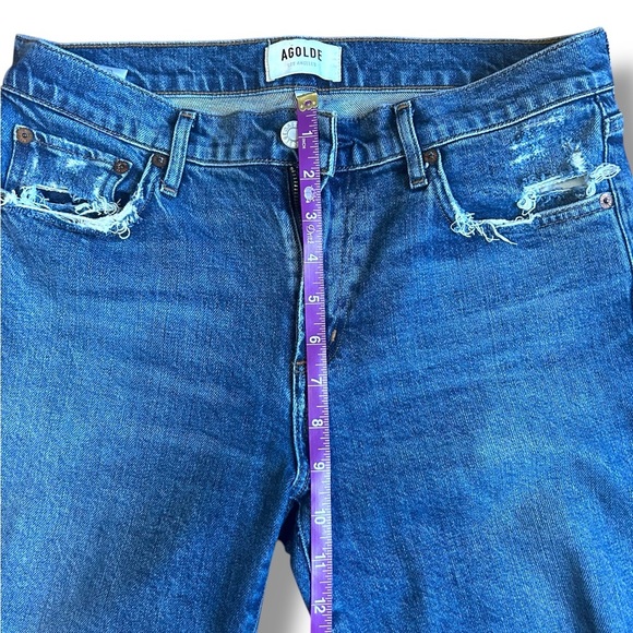 AGOLDE Toni Straight Ankle Jeans Medium Wash Distressed Size 27 Revolve - Picture 9 of 13